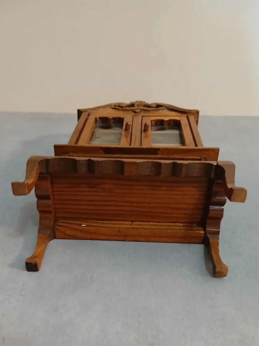 Vintage Wooden Dollhouse/Miniature Double Door China Cabinet-1:12 Scale